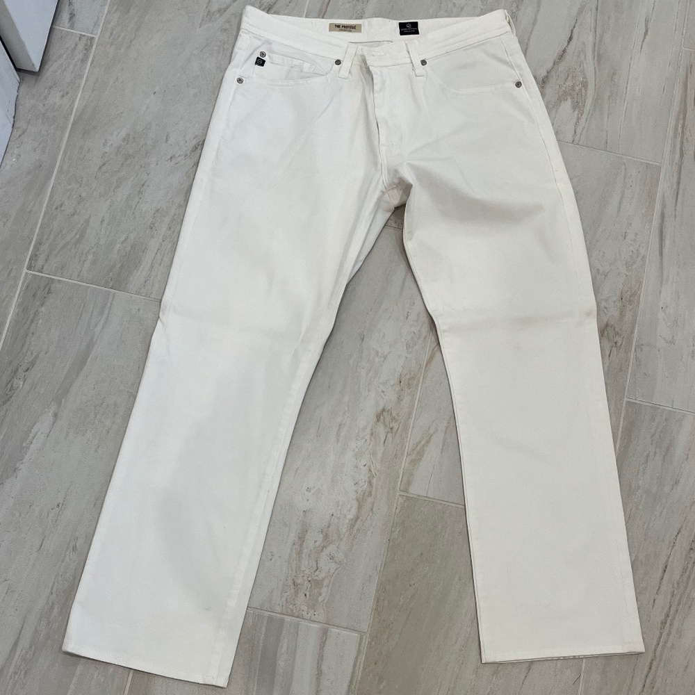 Adriano Goldschmied AG Mens The Protege Jean Sz 34x30 USA Made white denim
